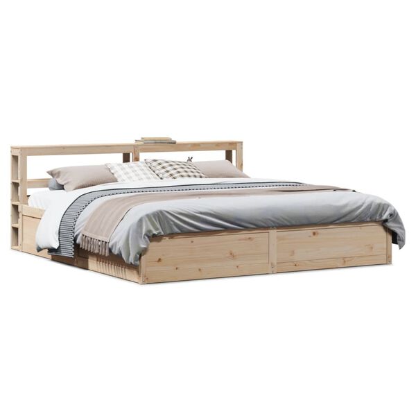 vidaXL Bed Frame with Headboard 180x200 cm Super King Solid Wood Pine
