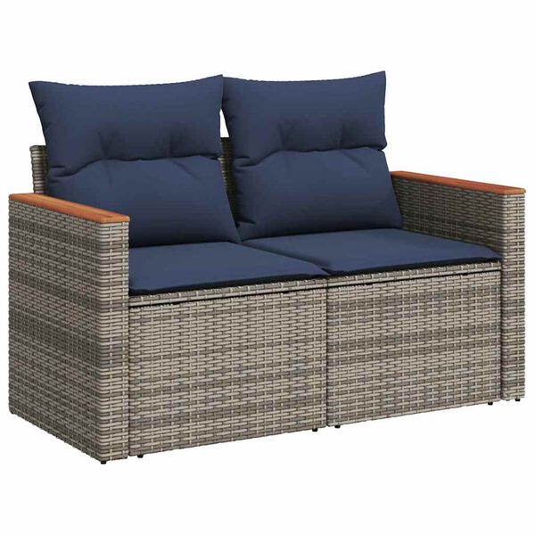 vidaXL 6 Piece Garden Sofa Set with Cushions Grey Poly Rattan Acacia