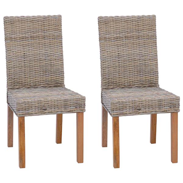 vidaXL Dining Chair 2 pcs Kubu Grey 45 x 54 x 93 cm