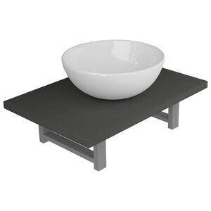 vidaXL Two Piece Bathroom Furniture Set Ceramic Grey