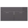 vidaXL Sink Cabinet High Gloss Grey 90x38.5x46 cm Engineered Wood