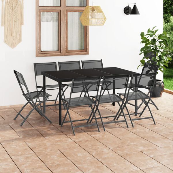 vidaXL 9 Piece Outdoor Dining Set Steel