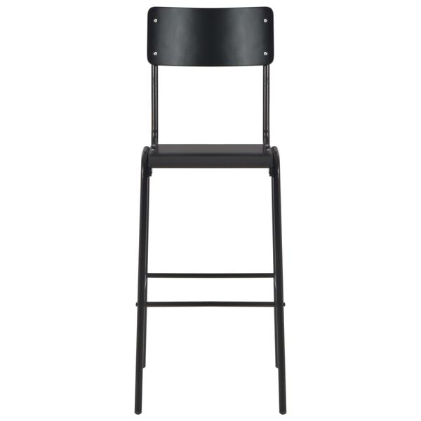 vidaXL Bar Chairs 2 pcs Black Solid Plywood Steel