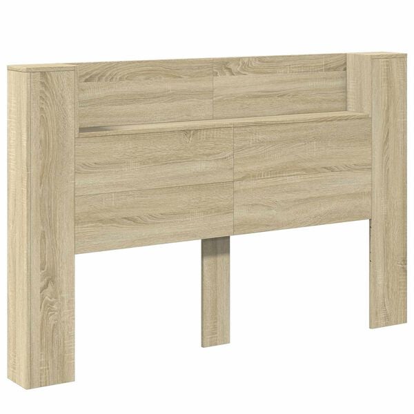 vidaXL Headboard Cabinet with LED Sonoma 160 x 16.5 x 103.5 cm