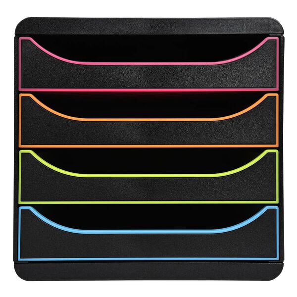 Exacompta Big-Box Desktop Drawer Set Black Office with 4 Drawers Black