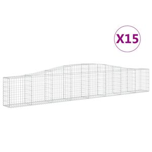 vidaXL Arched Gabion Baskets 15 pcs 400x30x60/80 cm Galvanised Iron