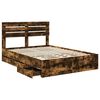 vidaXL Bed Frame with Drawer Smoked Oak 140 x 190 cm Engineer Wood