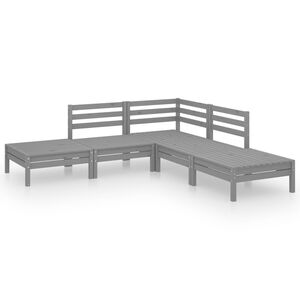 vidaXL 5 Piece Garden Lounge Set Solid Pinewood Grey