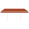 vidaXL Manual Retractable Awning with Posts 4.5x3.5 m Orange and Brown
