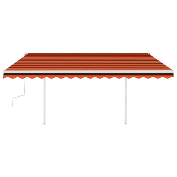 vidaXL Manual Retractable Awning with Posts 4.5x3.5 m Orange and Brown