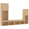 vidaXL 4 Piece TV Wall Units with LED Sonoma Oak Engineered Wood