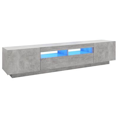 vidaXL TV Cabinet with LED Lights Concrete Grey 200x35x40 cm