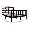 vidaXL Bed Frame without Mattress Black Solid Wood Pine Double