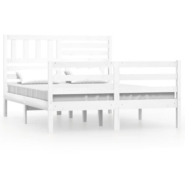 vidaXL Bed Frame without Mattress White 120x190 cm Small Double Solid Wood