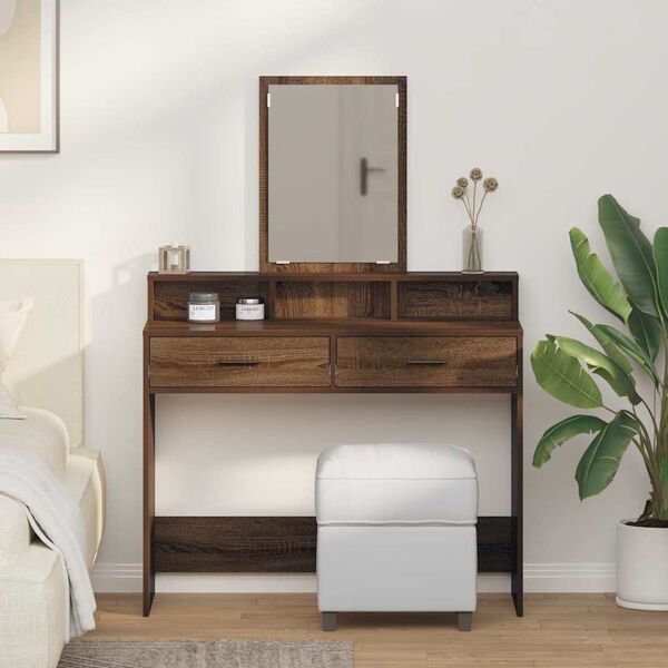 vidaXL Dressing Table Brown Oak 100 x 41 x 140 cm Engineered Wood