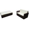 vidaXL 2 Piece Garden Lounge Set with Cushions Poly Rattan Brown
