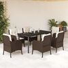 vidaXL 7 Piece Garden Dining Set with Cushions Brown Poly Rattan