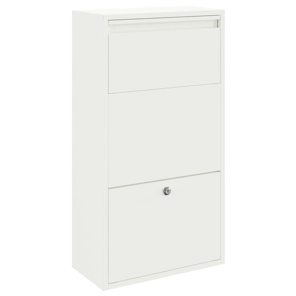 vidaXL Parcel Drop Box with Storage White 44 x 22 x 82 cm Steel