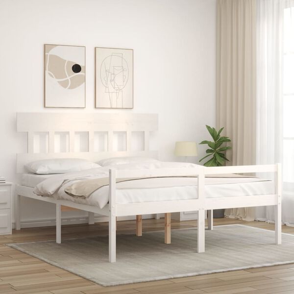 vidaXL Senior Bed without Mattress White 160x200 cm Solid Wood