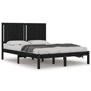 vidaXL Bed Frame without Mattress Black 140x190 cm Solid Wood Pine
