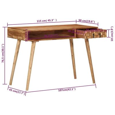 vidaXL Writing Desk 115x50x76 cm Solid Wood Acacia