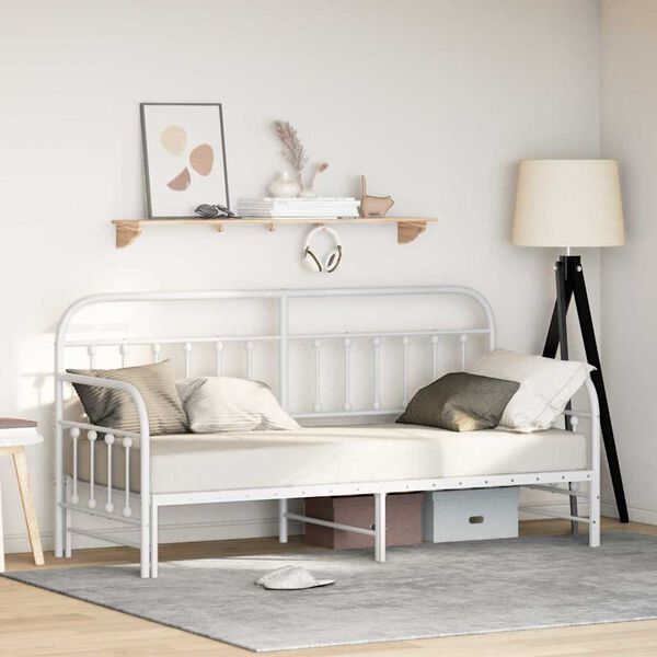 vidaXL Daybed Frame with Headboard White 80 x 200 cm Steel