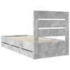 vidaXL Bed Frame with Drawer Concrete Grey 75 x 190 cm Engineer Wood