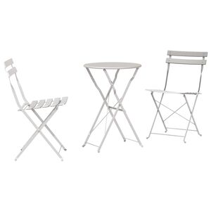 vidaXL Folding Bistro Set 3 pcs Beige Steel