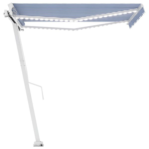 vidaXL Manual Retractable Awning with LED 350x250 cm Blue and White
