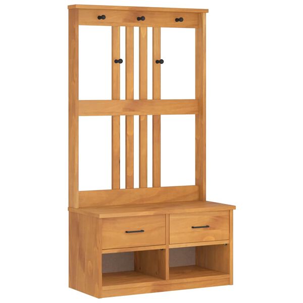 vidaXL Hall Tree SANDNES 87x40x159.5cm Solid Wood Pine