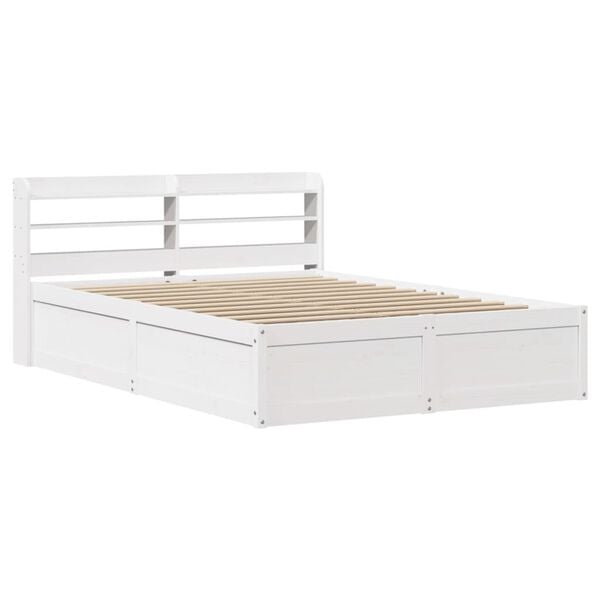 vidaXL Bed Frame with Headboard White 140x190 cm Solid Wood Pine