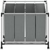 vidaXL Laundry Basket with Wheels 4 Compartments Grey
