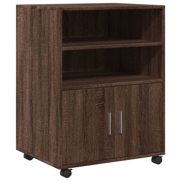 vidaXL Rolling Cabinet Brown Oak 60x48x81 cm Engineered Wood
