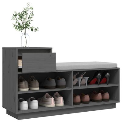 vidaXL Shoe Cabinet Grey 110x34x61 cm Solid Wood Pine
