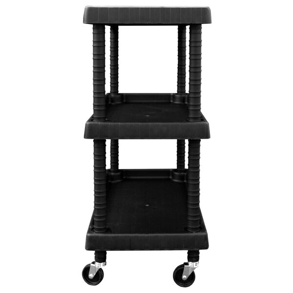vidaXL 3-Tier Workshop Tool Trolley Black 75x37.5x92 cm PP