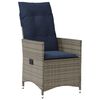 vidaXL Reclining Garden Chair with Cushions Grey Poly Rattan