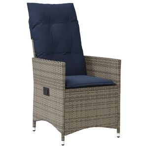 vidaXL Reclining Garden Chair with Cushions Grey Poly Rattan