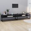 vidaXL TV Cabinet Black Marble 220x40x40.5 cm Tempered Glass