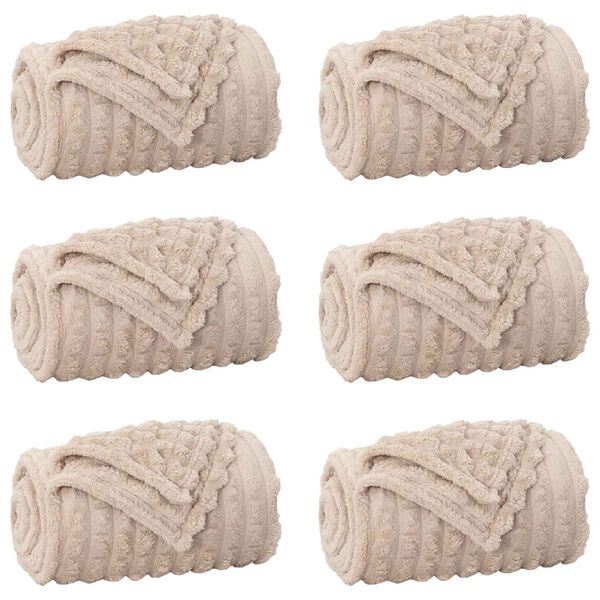 vidaXL Throw Blankets 6 pcs Beige 150 x 130 cm Fleece