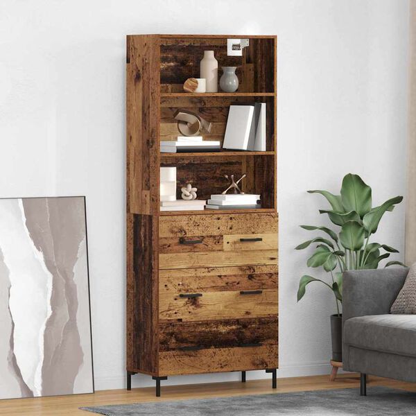 vidaXL Highboard Old Wood 69.5 x 34 x 180 cm Engineered Wood