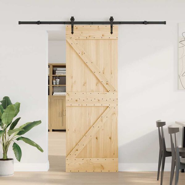 vidaXL Sliding Door with Hardware Set 70x210 cm Solid Wood Pine
