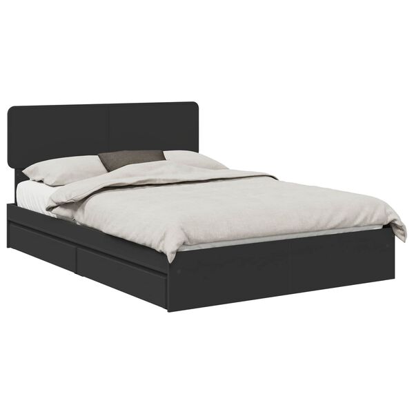 vidaXL Storage Bed with Headboard Black 140 x 190 cm Engineered Wood
