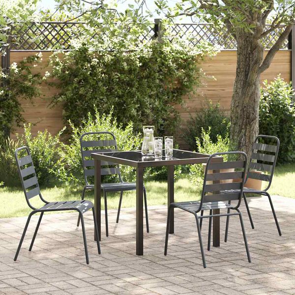 vidaXL Garden Dining Set 5 pcs Anthracite Powder-Coated Steel