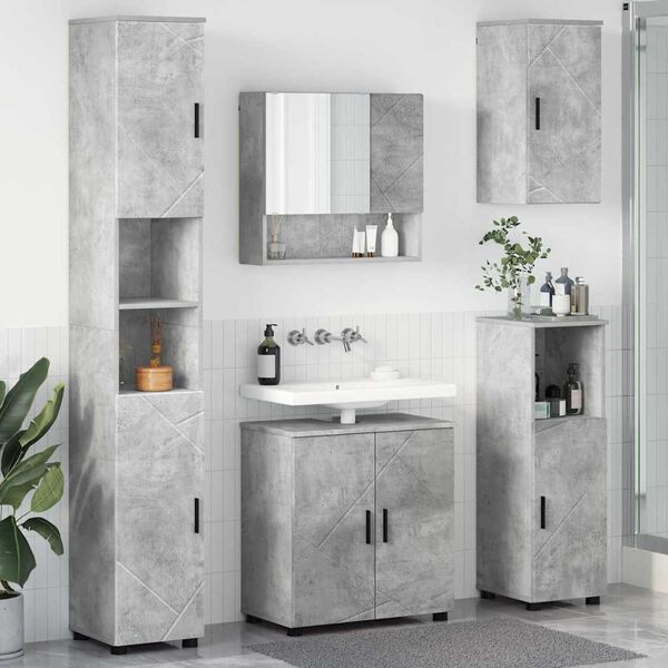 vidaXL Bathroom Furniture Set Wall-mounted 5 pcs Concrete Grey