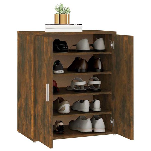 vidaXL Shoe Cabinet Smoked Oak 60x35x70 cm Engineered Wood