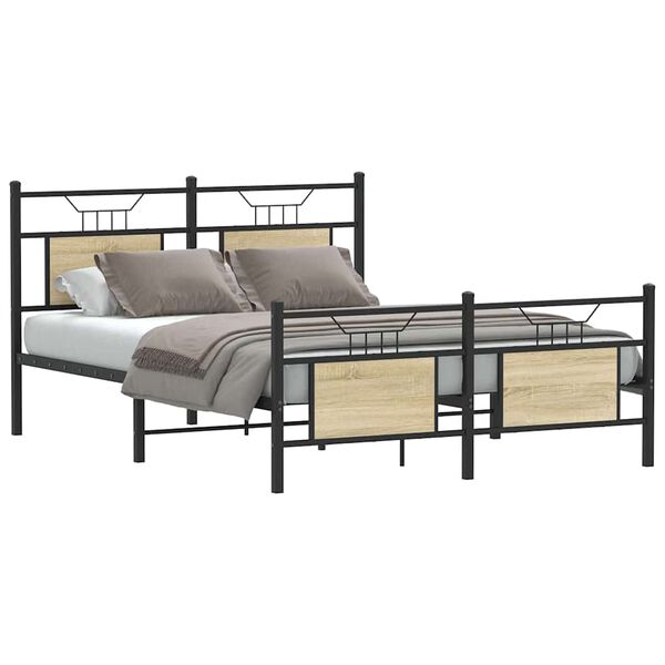 vidaXL Bed Frame without Mattress Sonoma Oak 140x200 cm Engineered Wood