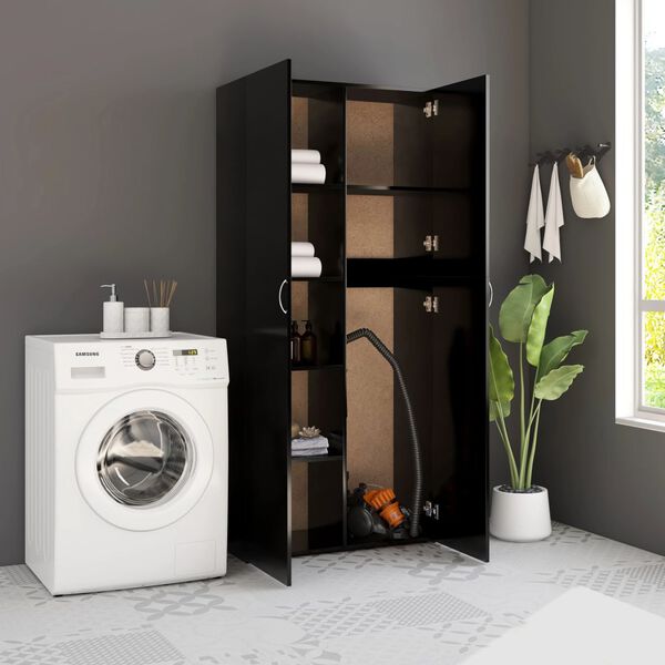 vidaXL Storage Cabinet Black 80x35.5x180 cm Engineered Wood