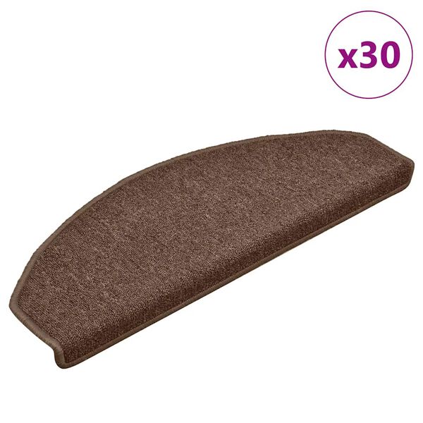 vidaXL Stair Mats 30 pcs 65x24x4 cm Brown Half Round Large