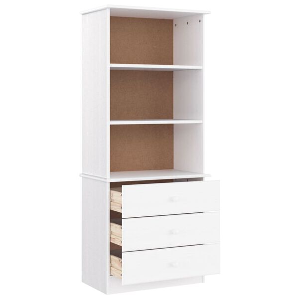 vidaXL Bookcase with Drawers ALTA White 60x35x142 cm Solid Wood Pine