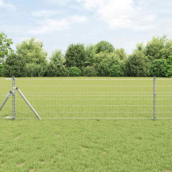vidaXL Fence with Post Silver 0.6 x 10 m Steel and PVC